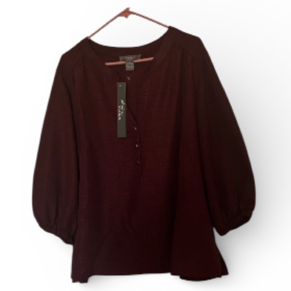 Olivia & Martin Burgundy Blouse